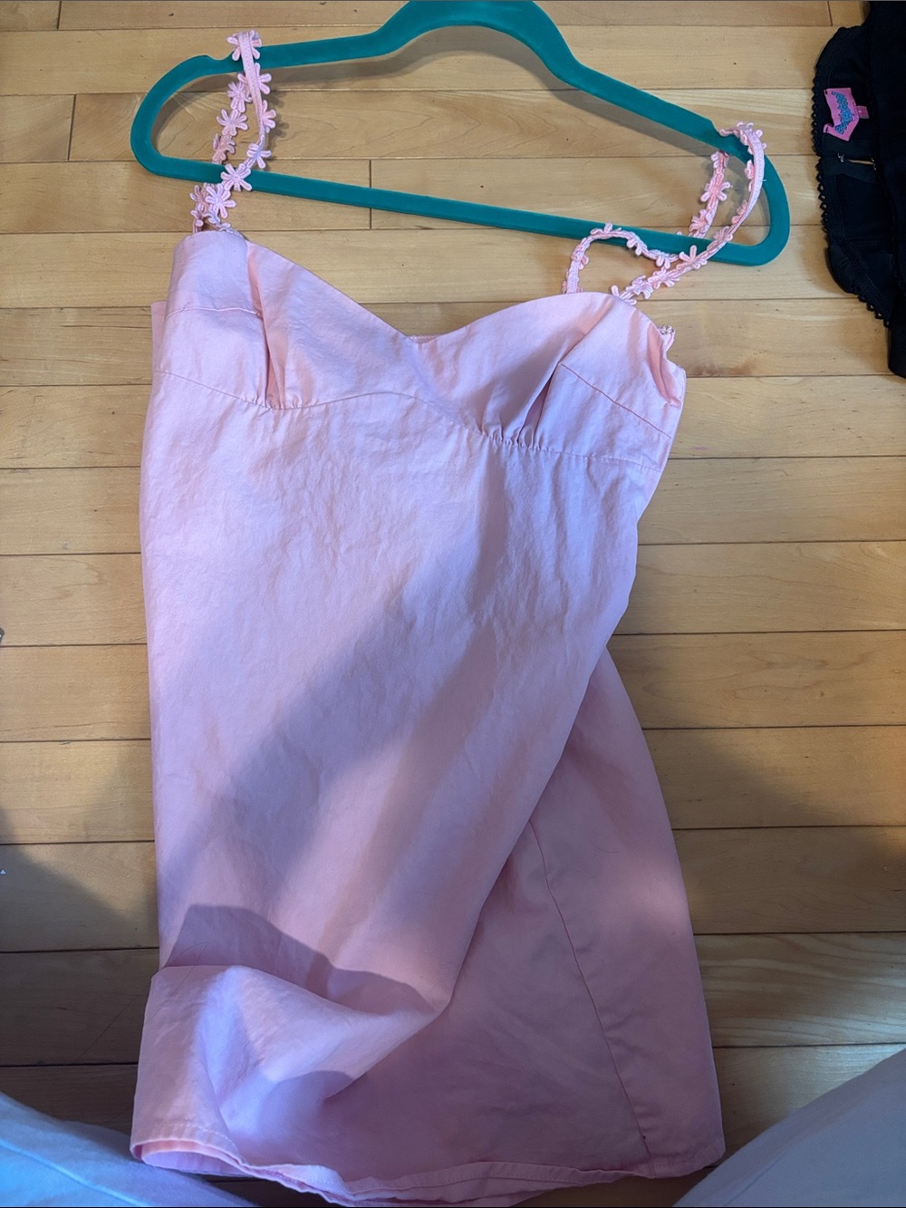 Beginning Boutique Light Pink Slip Dress with Floral Straps